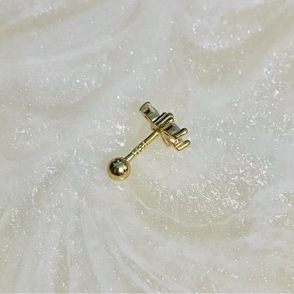 Elegant Gold S925 Flower cartridge Stud Earring - Picture 3 of 5